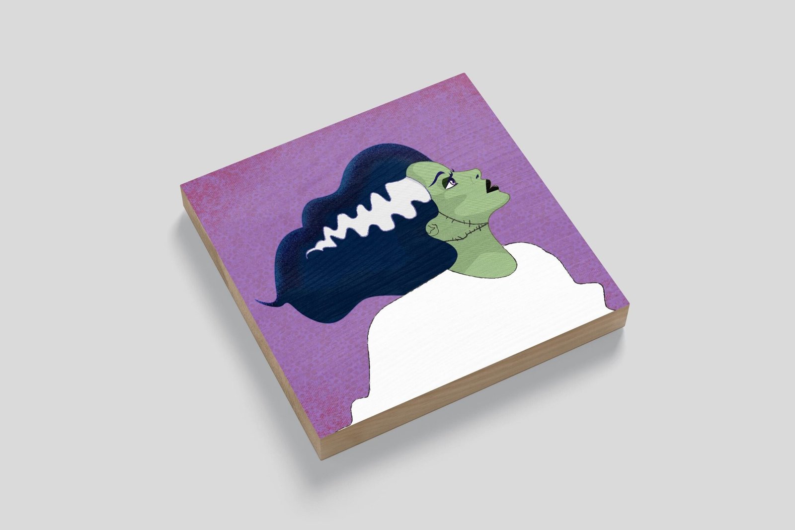 Stylized Profile Artwork Inspired by Bride of Frankenstein on 8x8 Wood Panel - Image 3