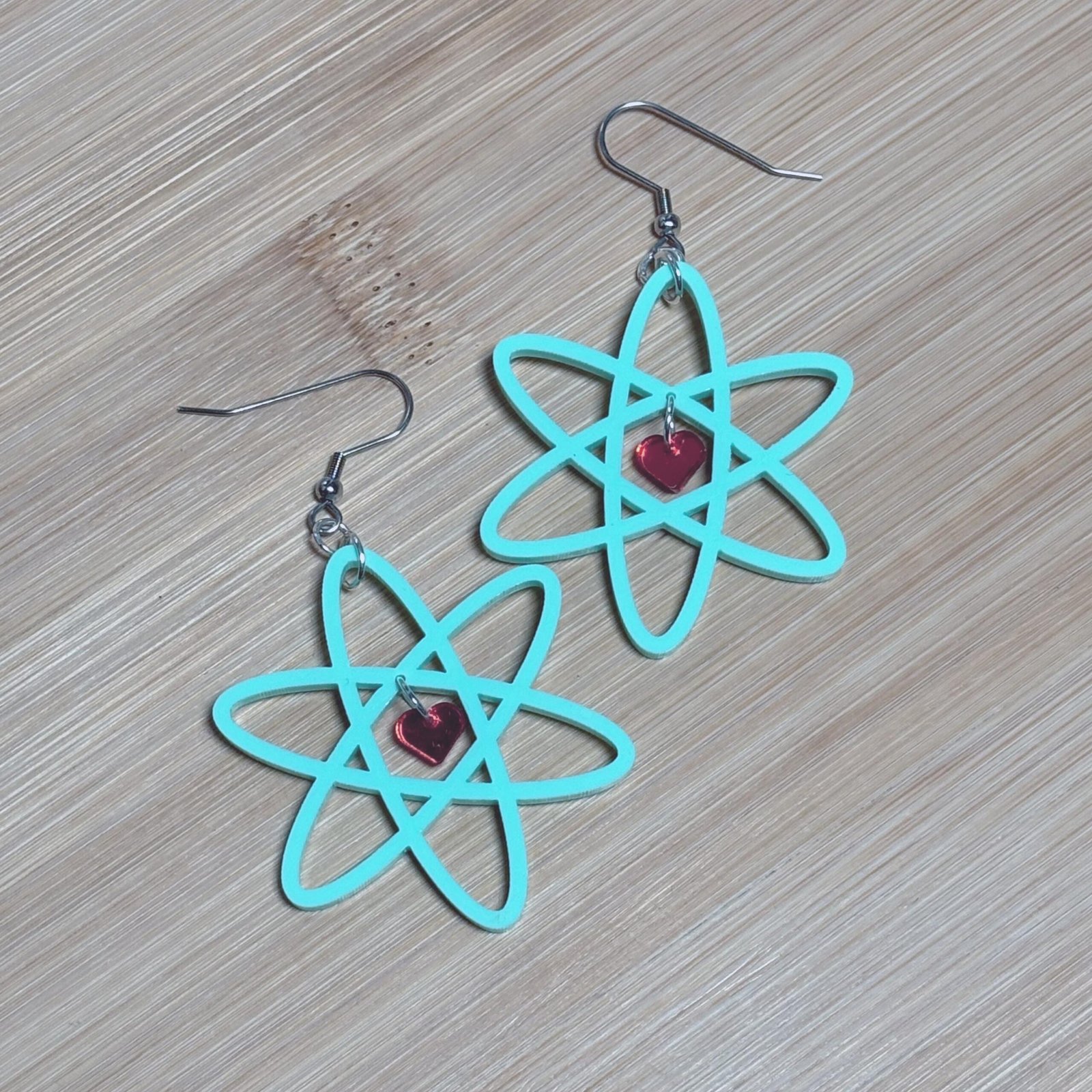 Whimsical Atomic Starburst Heart Earrings - Image 3