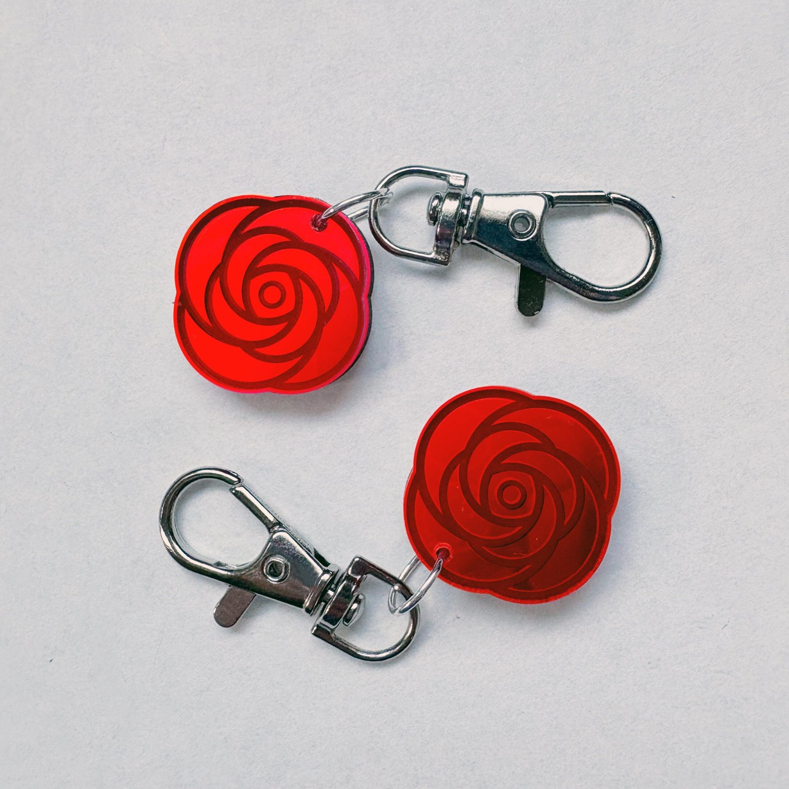 Red Mirror Acrylic Rose Keychain | Bluepop Art