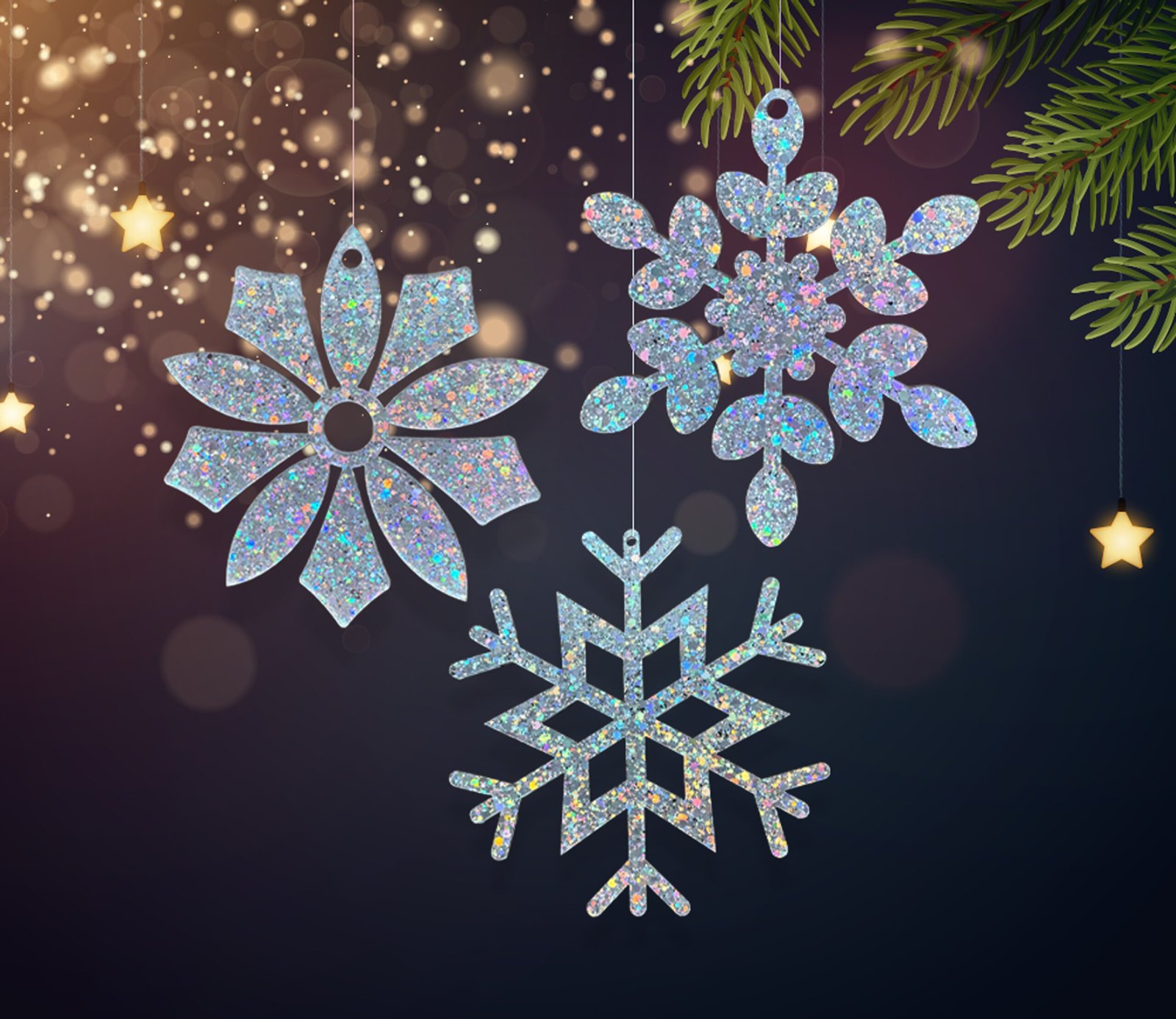 Holographic Acrylic Snowflake Ornaments - Bluepop Art